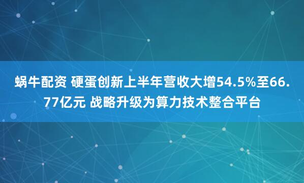 蜗牛配资 硬蛋创新上半年营收大增54.5%至66.77亿元 战略升级为算力技术整合平台